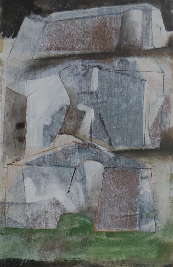 Oliver Barratt, mixed media, Walls, 29 x 20cm. and a limited edition print.